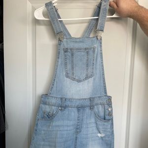 Light Blue Denim Overall Skirt - Women